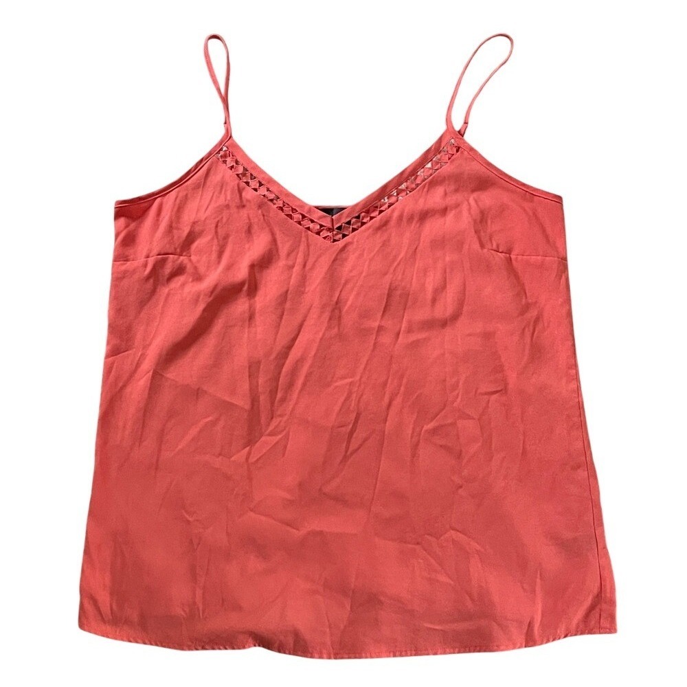 The Limited Coral Pink Lattice V-Neck Cami‎ Top Adjustable Straps Womens Medium